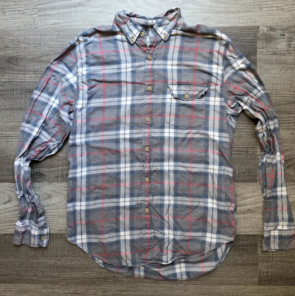 J. Crew Gray and Red Plaid Casual Shirt